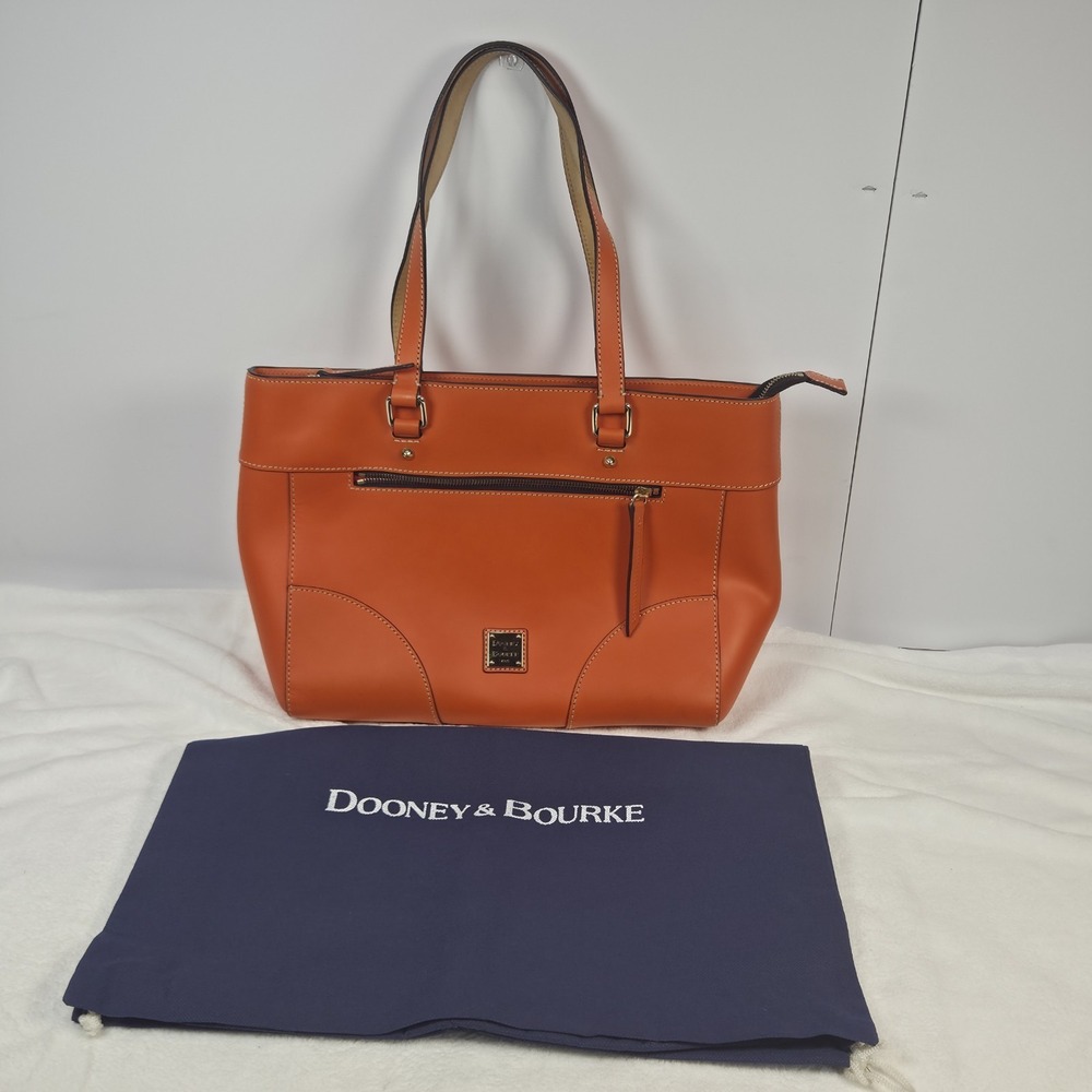 Dooney & Bourke "MILA" Pumpkin Color/Large Leather Tote Bag With Dust Cover - Picture 3 of 16